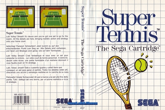 Jeu Rétro Super Tennis – Sega Master System, Version PAL – Cartouche